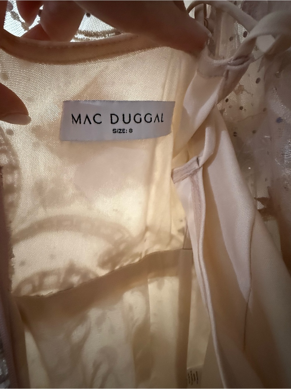 Mac Duggal Girls Cream and Pale Pink Tulle Formal Dress